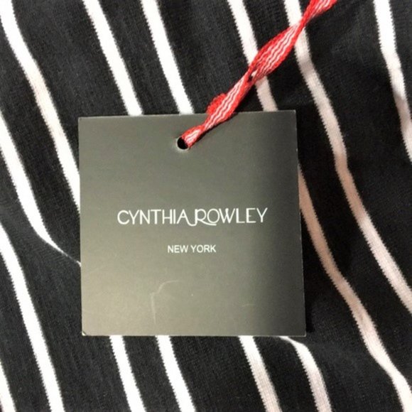 Cynthia Rowley Womens Top Shirt Size Medium Striped Scoop Neckline Black NWT - Picture 6 of 6